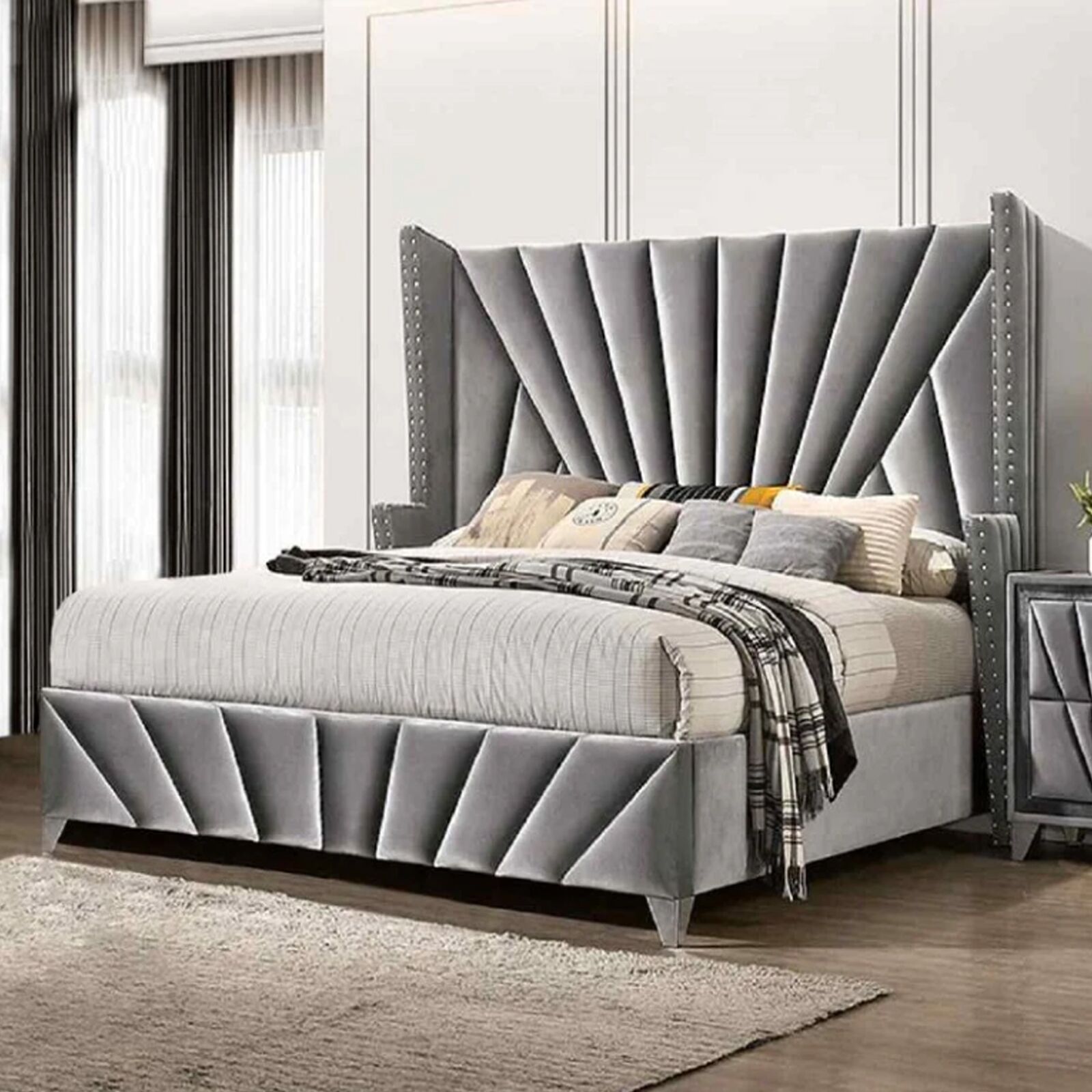 Luxe Velour Bed Frame High Head Board with Smart Storage Gas Lift Bed Grey1 Luxe-Velour-Bed-Frame-High-Head-Board-with-Smart-Storage-Gas-Lift-Bed-Grey