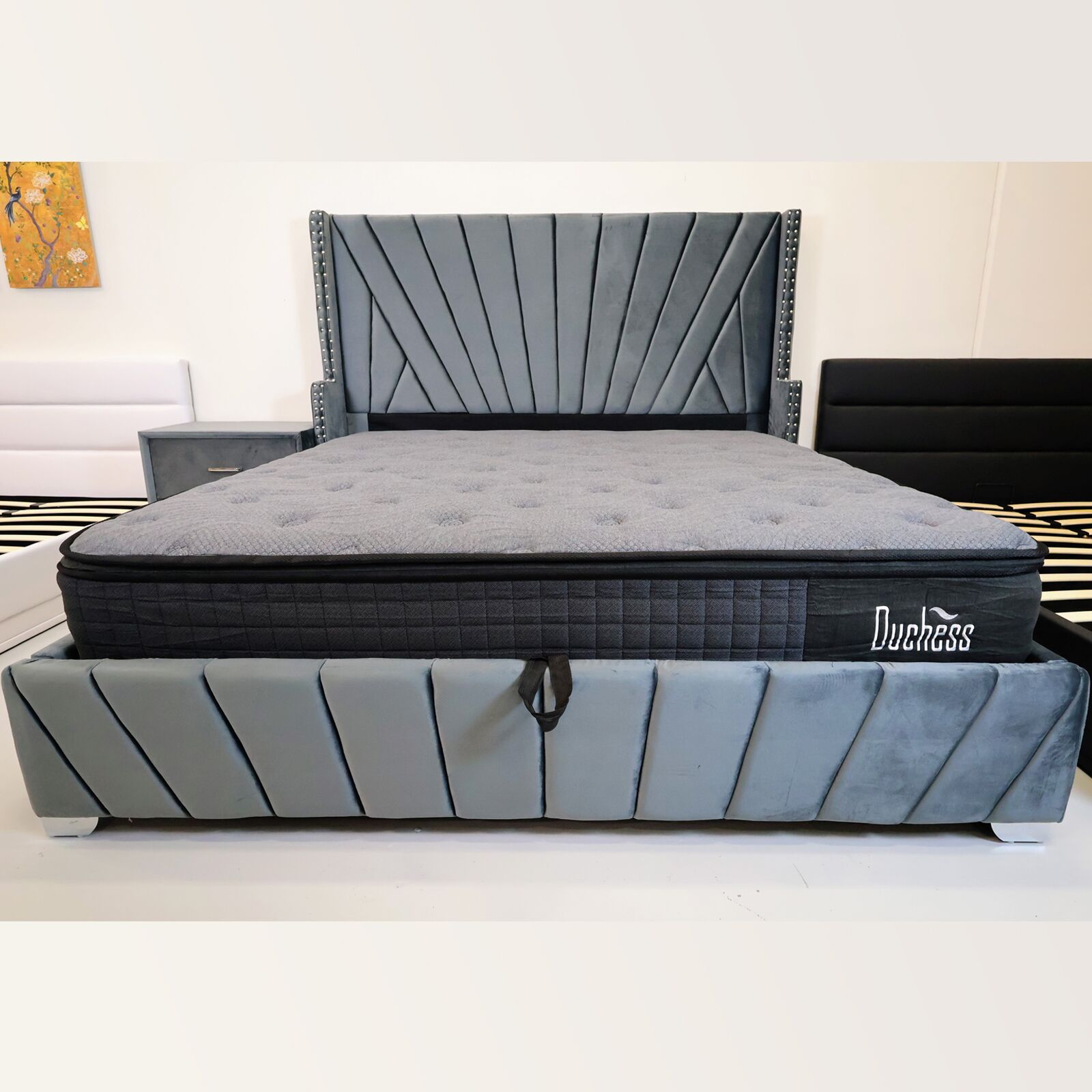 Luxe Velour Bed Frame High Head Board with Smart Storage Gas Lift Bed Grey4 Luxe-Velour-Bed-Frame-High-Head-Board-with-Smart-Storage-Gas-Lift-Bed-Grey