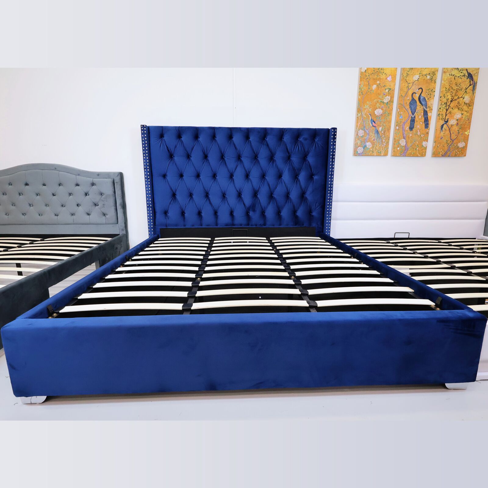 Royal Plush Bed Frame with Smart Storage Gas Lift Bed Blue1 Royal Plush Bed Frame with Smart Storage Gas Lift Bed Blue1