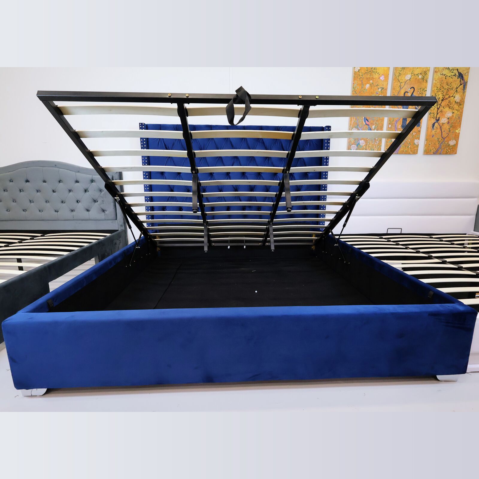Royal Plush Bed Frame with Smart Storage Gas Lift Bed Blue5 Royal Plush Bed Frame with Smart Storage Gas Lift Bed Blue5