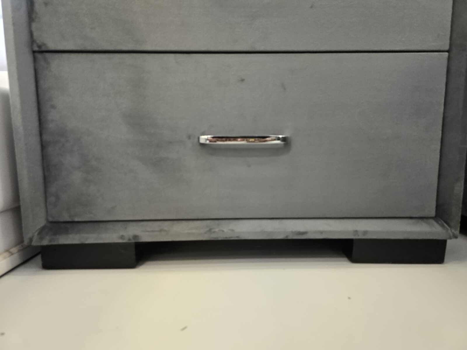 20250615_130925 Grey Velvet 2-Drawer Bedside Table – Modern Elegance with Storage