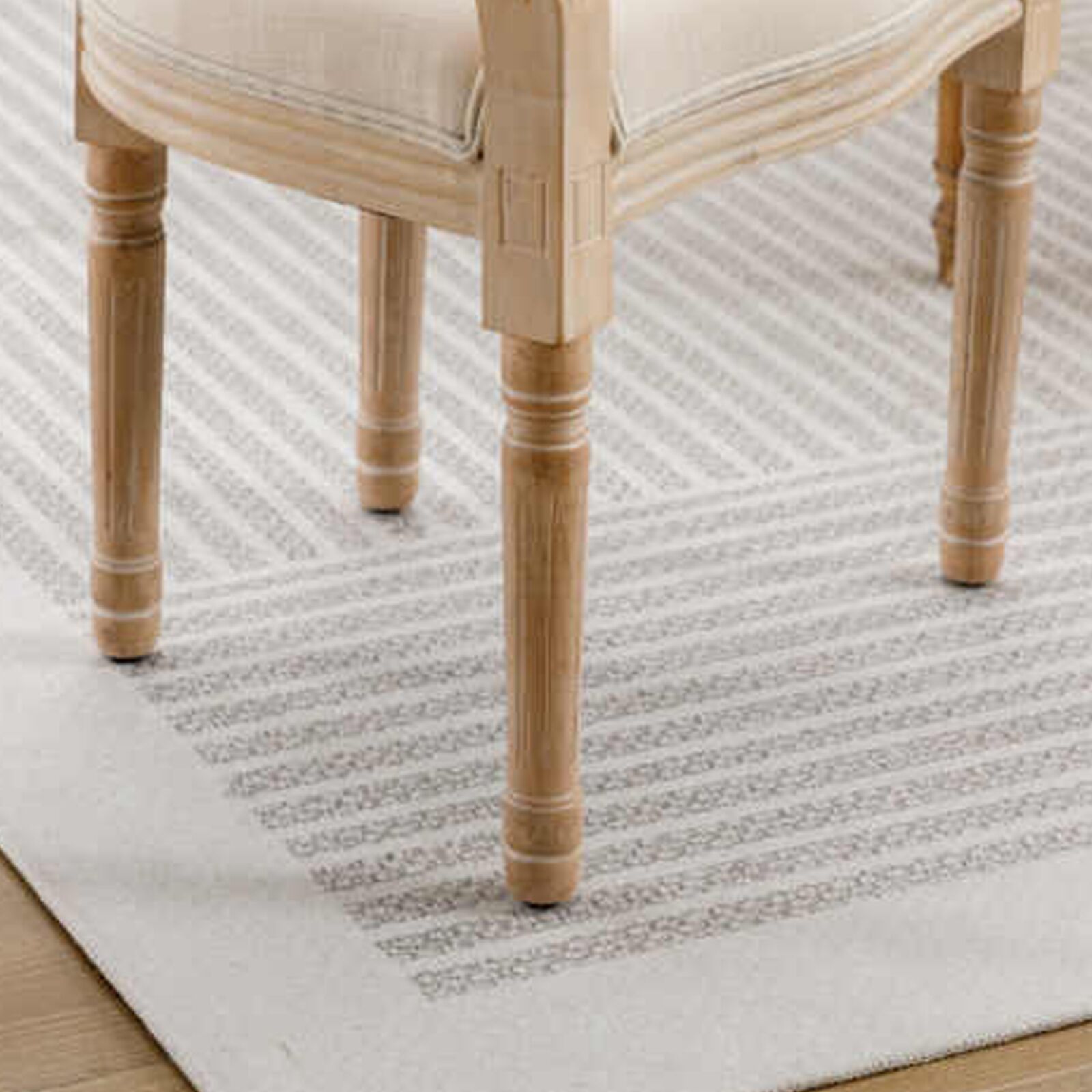 French Country Beige Linen Dining Armchair Light Wood3 Louis French Beige Linen Dining Armchair – Light Wood