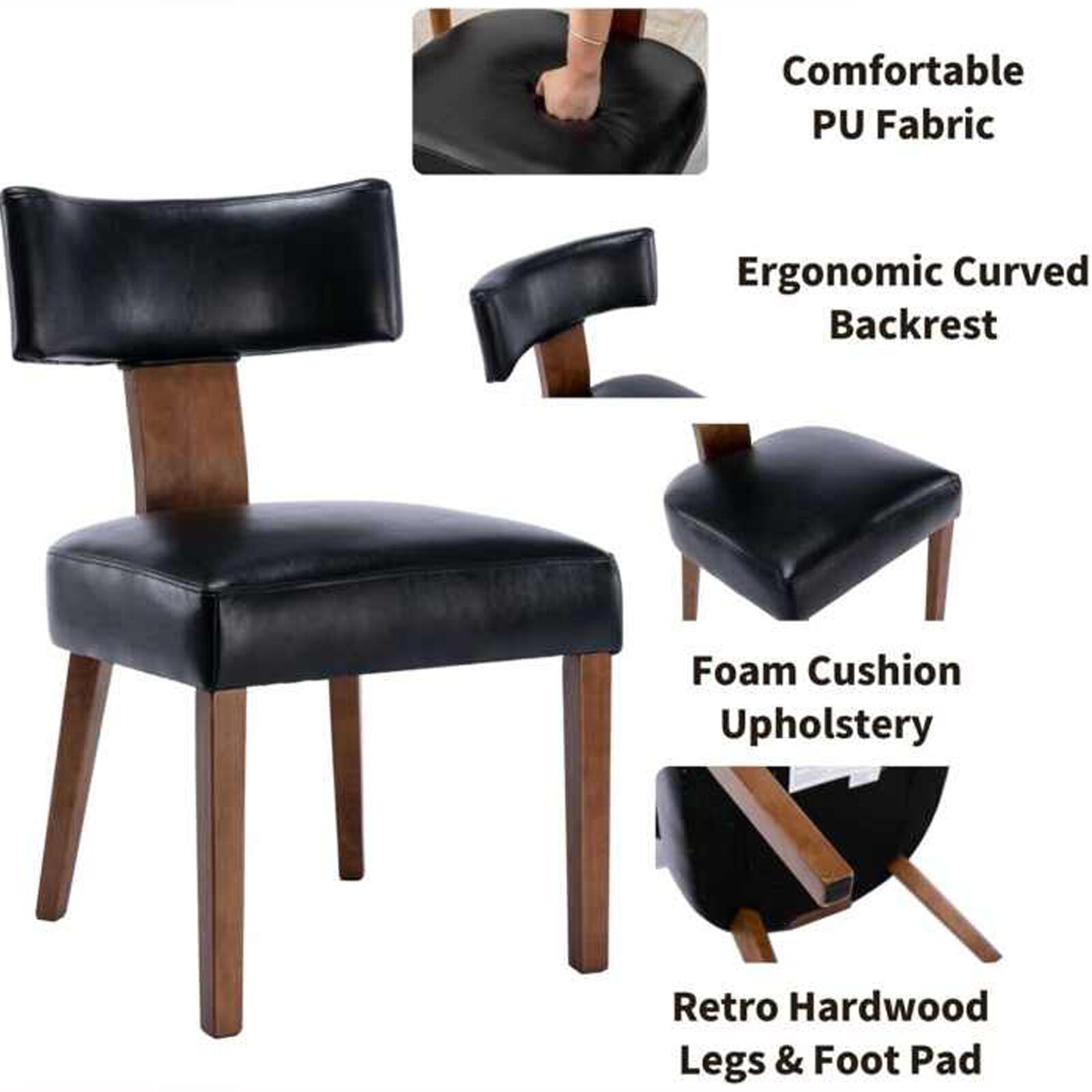 Nova Dining Chair – Retro Style with Luxurious Black Air Leather Comfort8 Nova Dining Chair Retro Style With Luxurious Air Leather Comfort - Black