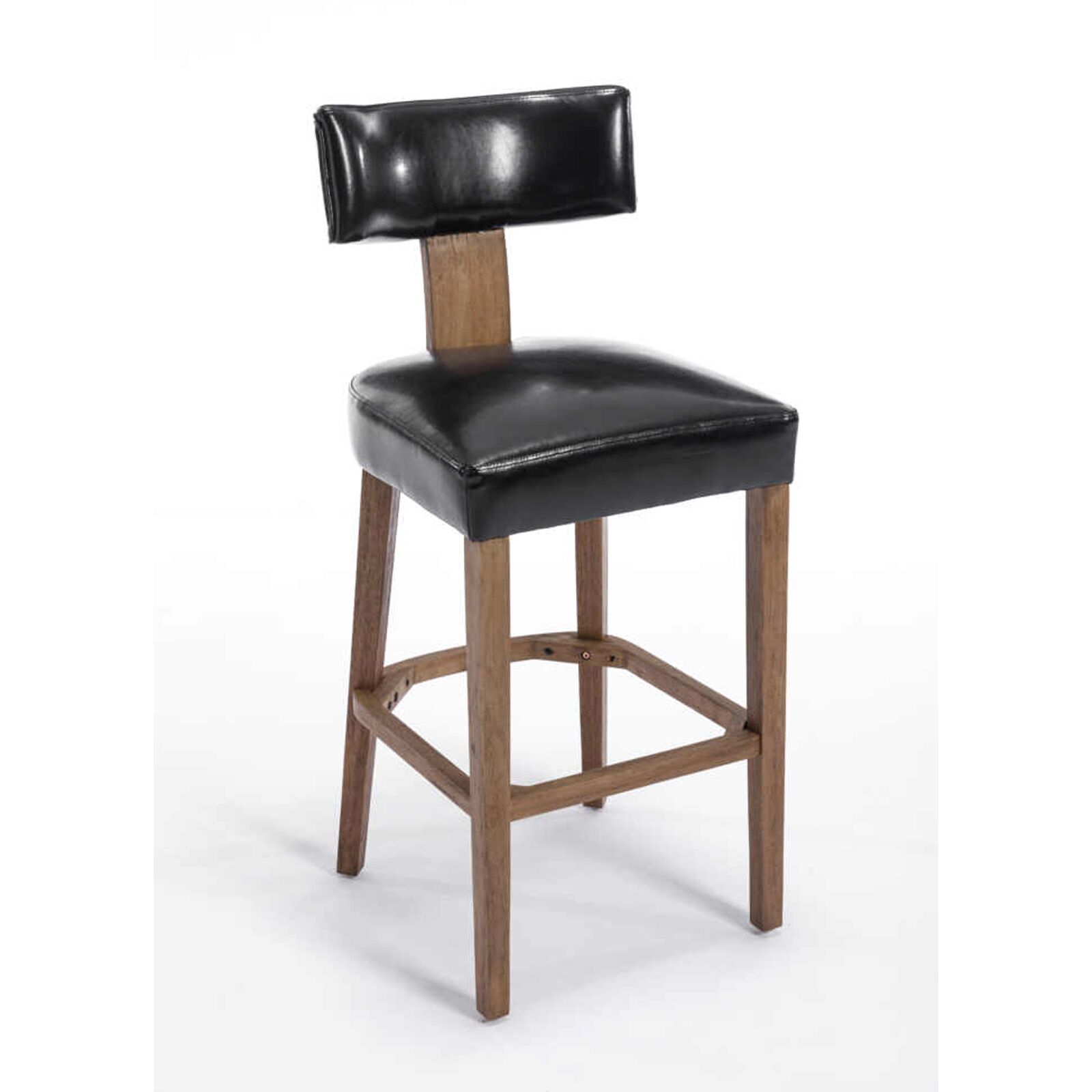 Modern Black Leather Bar Stool with Solid Wood Frame Stylish & Durable Seating1 Nova Bar & Kitchen Perfection – Comfortable Counter Height Seating – Black Leather
