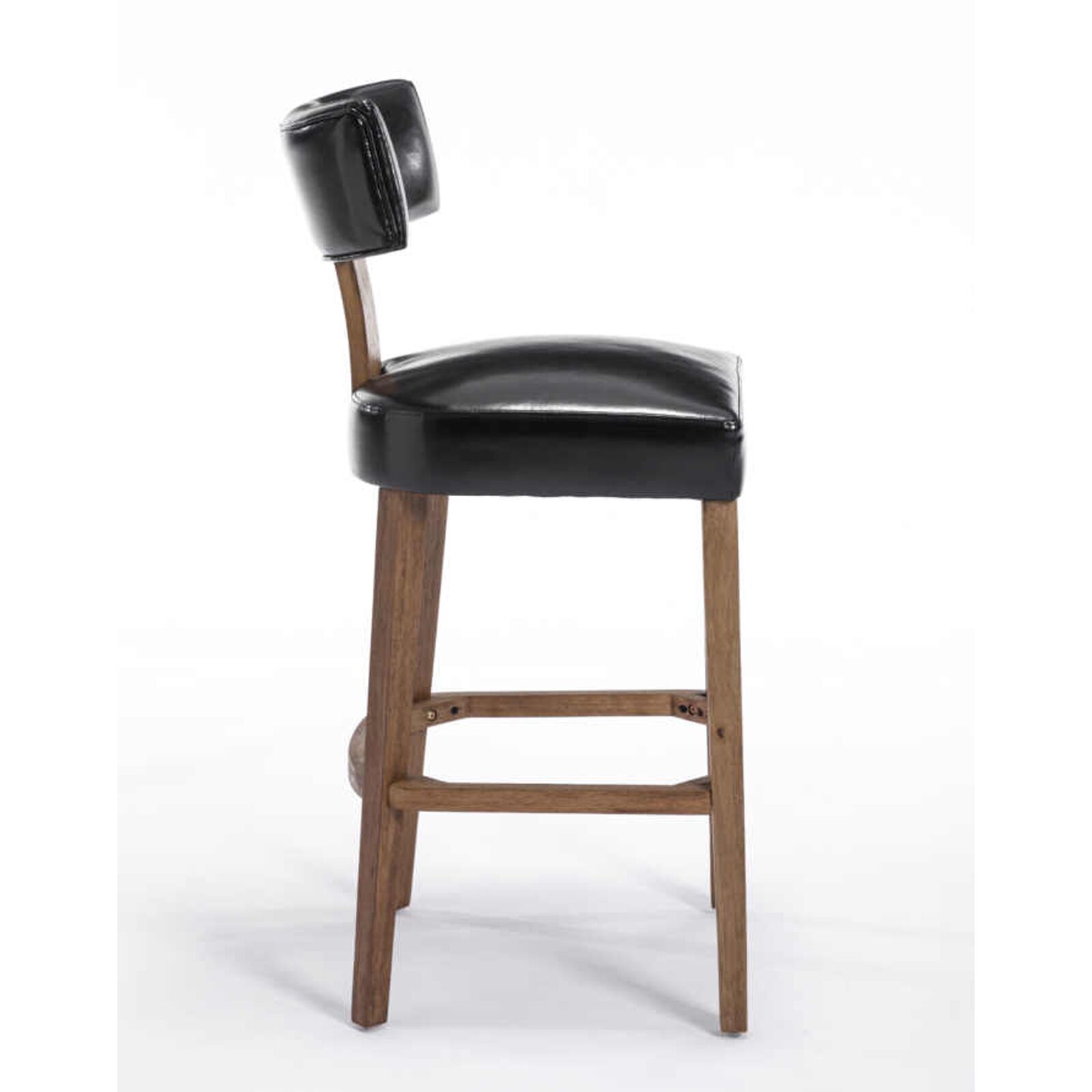 Modern Black Leather Bar Stool with Solid Wood Frame Stylish & Durable Seating4 Modern Black Leather Bar Stool with Solid Wood Frame Stylish & Durable Seating2