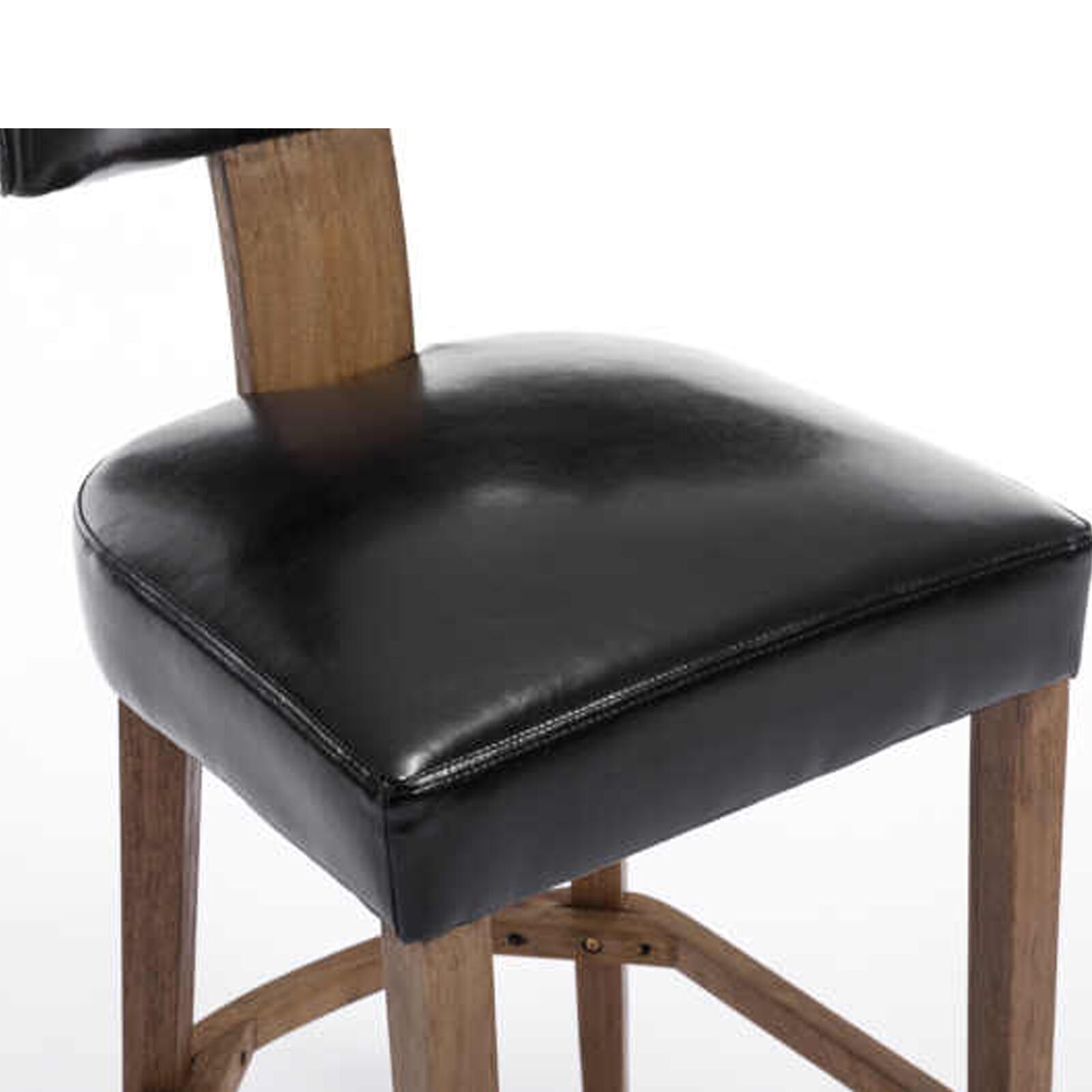 Modern Black Leather Bar Stool with Solid Wood Frame Stylish & Durable Seating6 Modern Black Leather Bar Stool with Solid Wood Frame Stylish & Durable Seating2