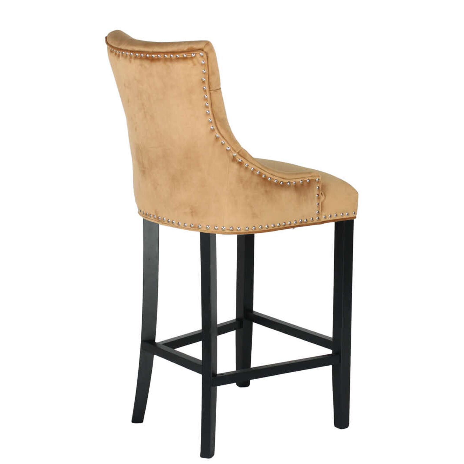 Zara French Accent Luxury Velvet Barstools Breakfast Stool with Black Solid Legs – Tan Brown3 Zara French Accent Luxury Velvet Barstool With Black Solid Legs - Tan Brown