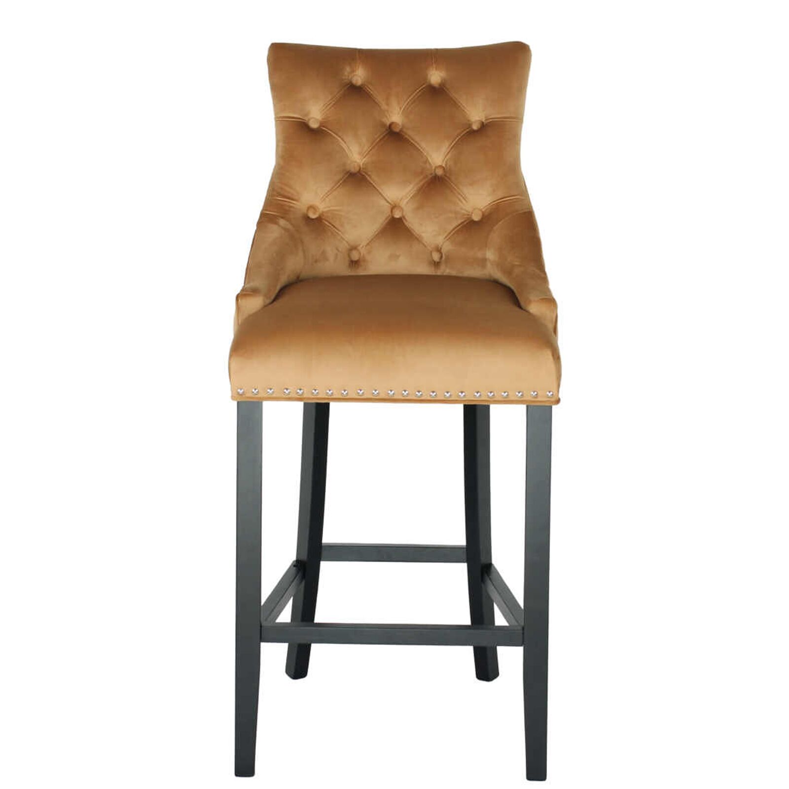 Zara French Accent Luxury Velvet Barstools Breakfast Stool with Black Solid Legs – Tan Brown5 Zara French Accent Luxury Velvet Barstool With Black Solid Legs - Tan Brown